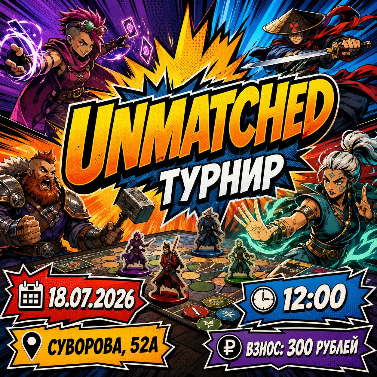 Турнир по Unmatched — 18 июля 2026 г.